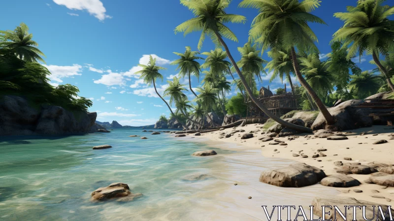 Tropical Beach Paradise Rendered in Unreal Engine AI Image
