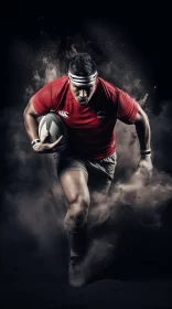 Action-Packed Rugby Scene with Bold Colors and Detailed Textures AI Image