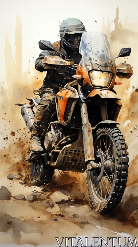AI ART Bold Dirt Motorcycle Riding Digital Illustration