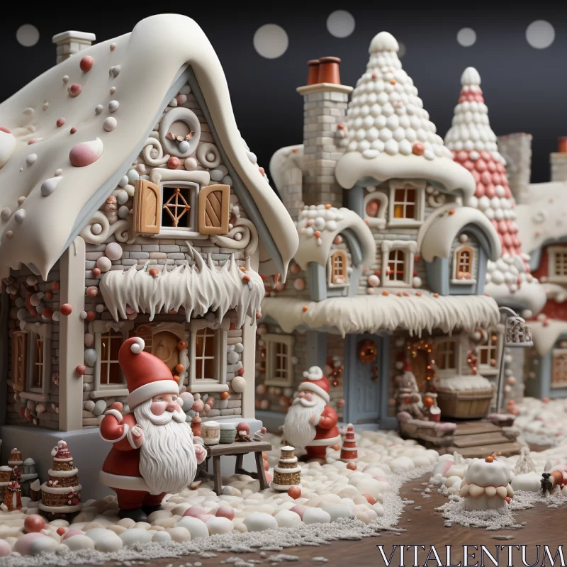 Festive Gingerbread Village - A Detailed, Sculpted Christmas Spectacle AI Image