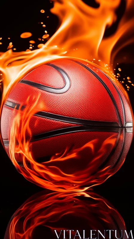 Fiery Basketball Game Illustration Showcasing Intense Competition AI Image