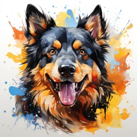 Abstract Colorful Australian Shepherd Dog Artwork