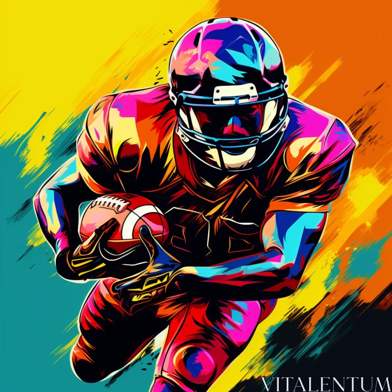 Psychedelic Painting of American Football Player in Action AI Image