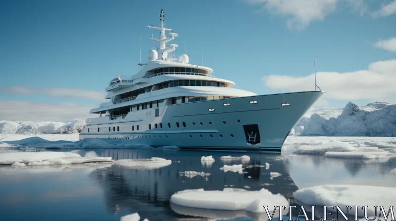 Luxury Ocean Yacht Amidst Arctic Ice Boulders AI Image