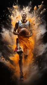 Dramatic NBA Player Portrait in Game Action with Vivid Colors