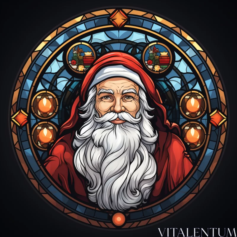 AI ART Santa Claus Stained Glass Vector Illustration
