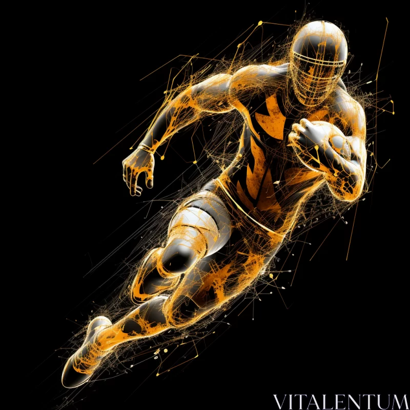 Vibrant Abstract Fluid Painting of Football Player in Motion AI Image
