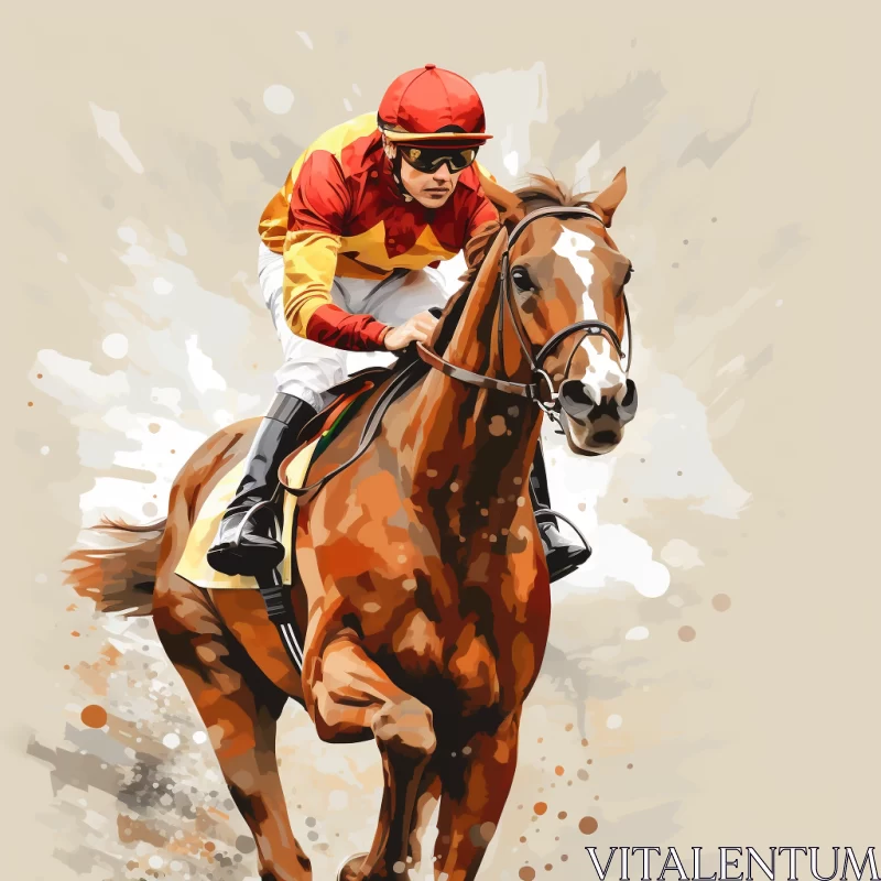 Vibrant Abstract Horse Racing Scene with Dynamic Brushstrokes AI Image