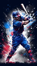 Aurorapunk Style Baseball Player in Action Digital Painting AI Image