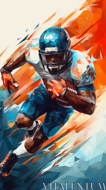AI ART Dynamic Football Player Artwork with Bold Colors and Precise Brushwork