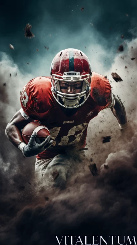 Epic Football Player Portrait in Crimson and Gray AI Image