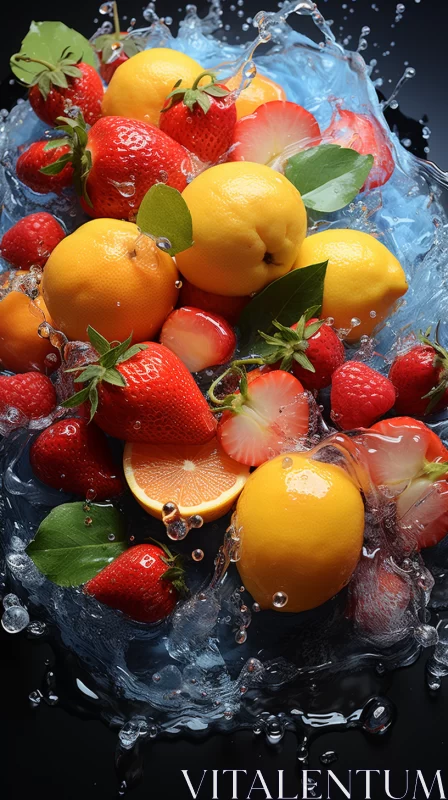 Joyful Celebration of Nature: Colorful Fruits in Water AI Image