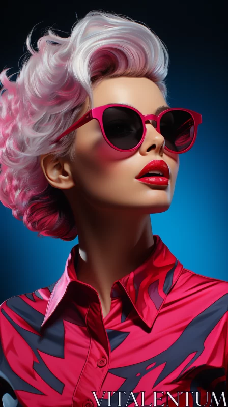 Bold and Energetic Art Deco Imagery: Woman in Pink Shades AI Image