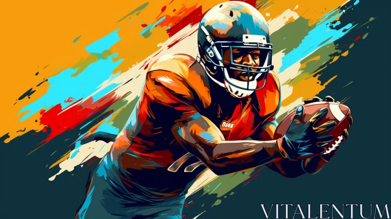 AI ART Colorful Abstract NFL Player Painting Capturing Game Energy