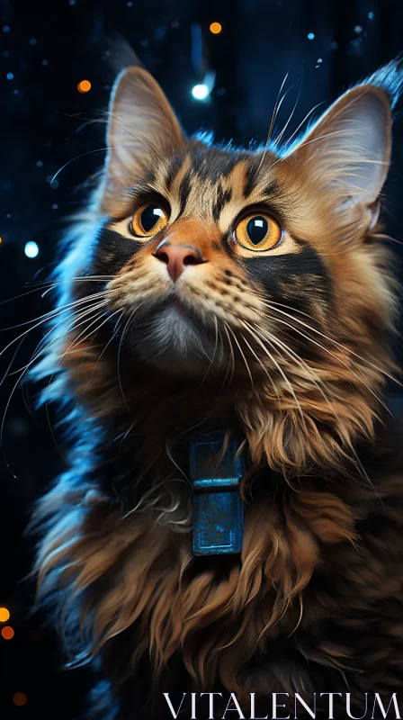 AI ART Cute Cat in Starry Backdrop Sci-Fi Atmosphere Android Wallpaper