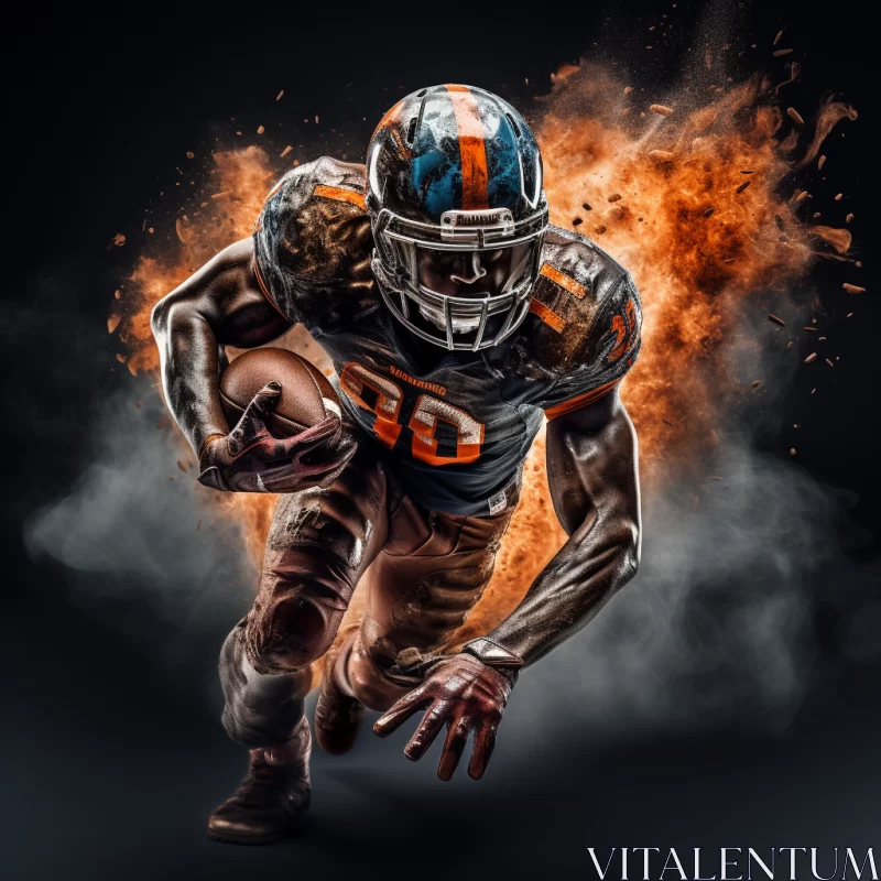 Explosive NFL Player Artwork in Bold Color Scheme AI Image