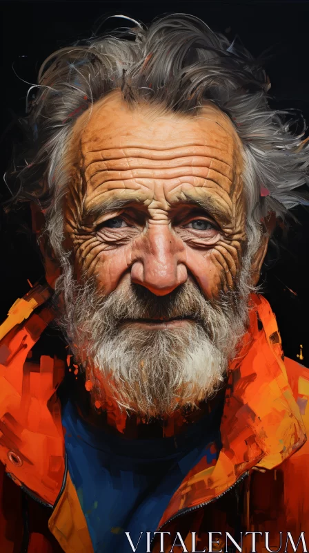 Luminous Portraiture of Elderly Man in Vibrant Street Scene AI Image