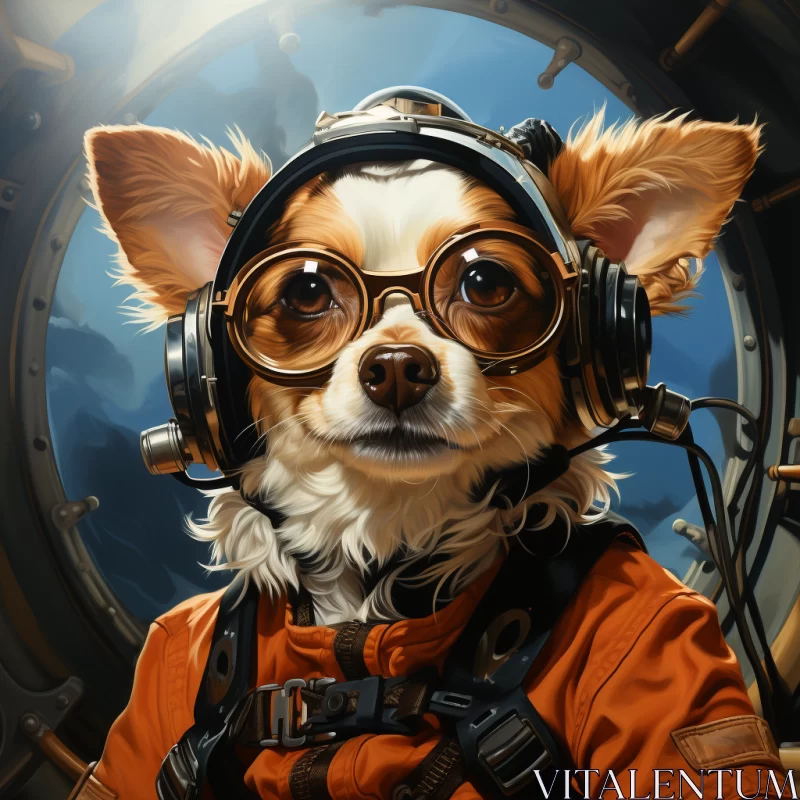 Chihuahua in Glasses on Futuristic Spaceship AI Image