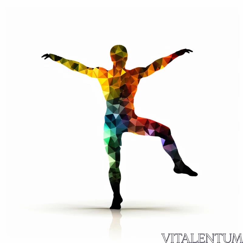 AI ART Abstract Polygonal Silhouette of Man in Dynamic Pose
