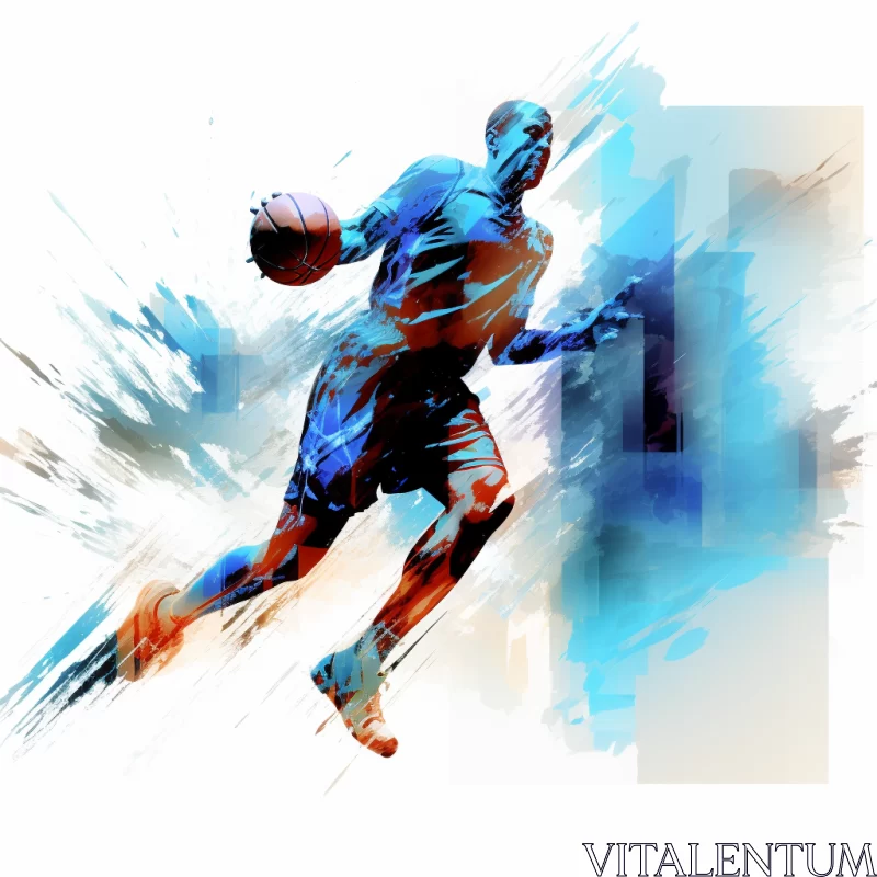 Dynamic Basketball Player Artwork in Vibrant Colors AI Image