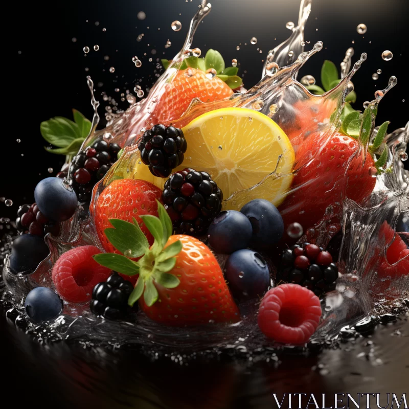 Fruit Splash: An Intense Interplay of Light and Color AI Image