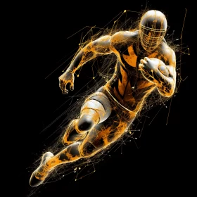 Vibrant Abstract Fluid Painting of Football Player in Motion AI Image