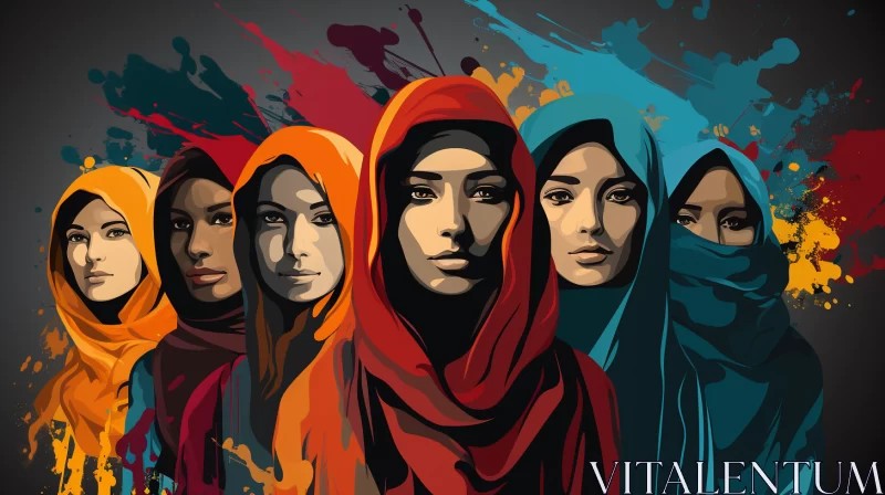 Bold and Expressive Portrayal of Muslim Women in Art AI Image