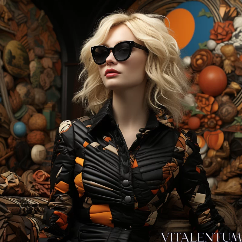 Fashion Meets Pop Art: Bold Imagery in Dark Orange and Light Gold AI Image