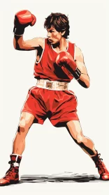 Golden Age Style Boxing Scene Digital Illustration AI Image