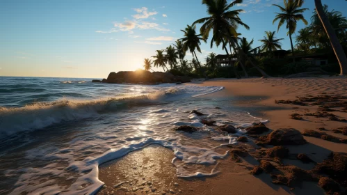 Romantic Tropical Beach Sunset in Unreal Engine Style