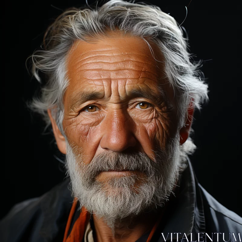 Elderly Man in Softbox Lighting: A Himalayan Art Inspired Portraiture AI Image