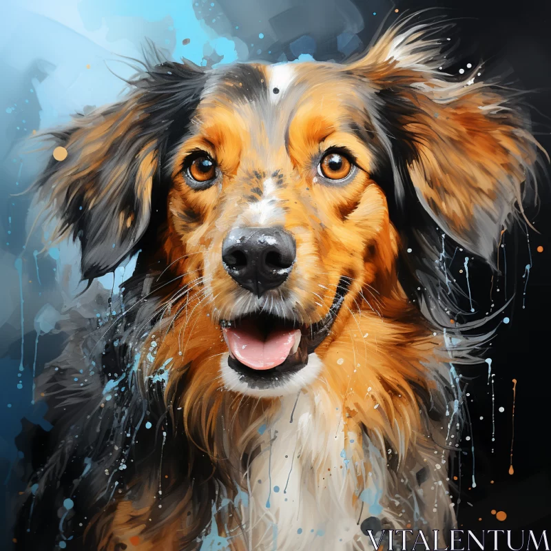 Hand-Painted Dog Art with Fluid Brushwork and Spirited Expression AI Image