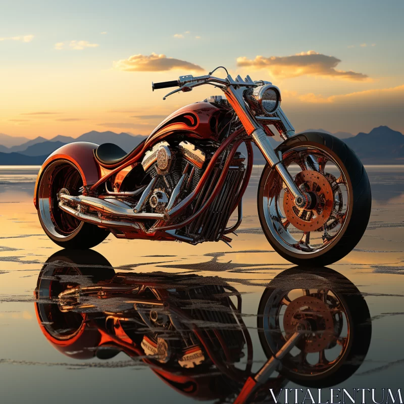AI ART Photorealistic Motorcycle by Pier under Colorful Skyline