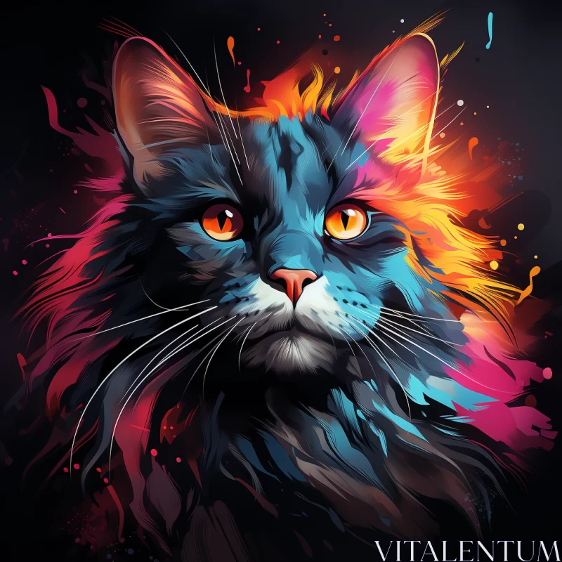 Captivating Feline Face Portrait on Smoky Background AI Image