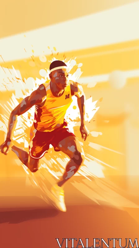 Passionate Run: Digital Art Portrait in Vivid Shades AI Image