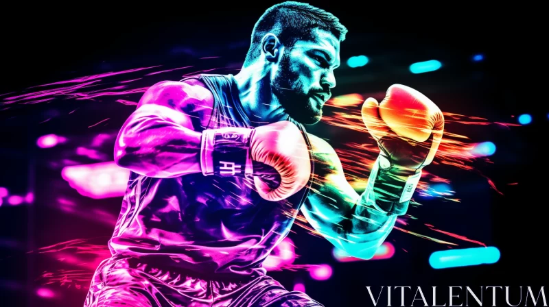 AI ART Psychedelic Boxing Match Scene in Vibrant Colors
