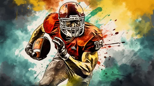 Intense American Football Action in Bold Color Splashes