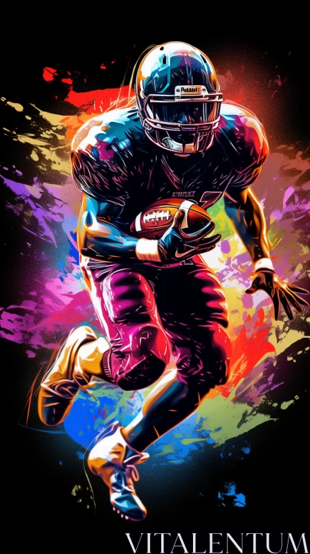 Neo-Abstract American Football Player in Action AI Image