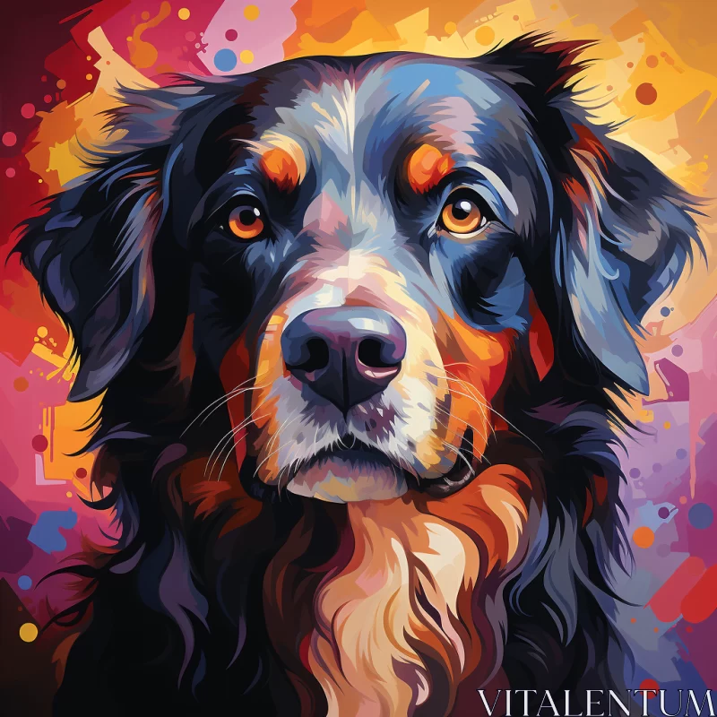 Neo-Impressionistic Bernese Dog Painting in Vibrant Colors AI Image