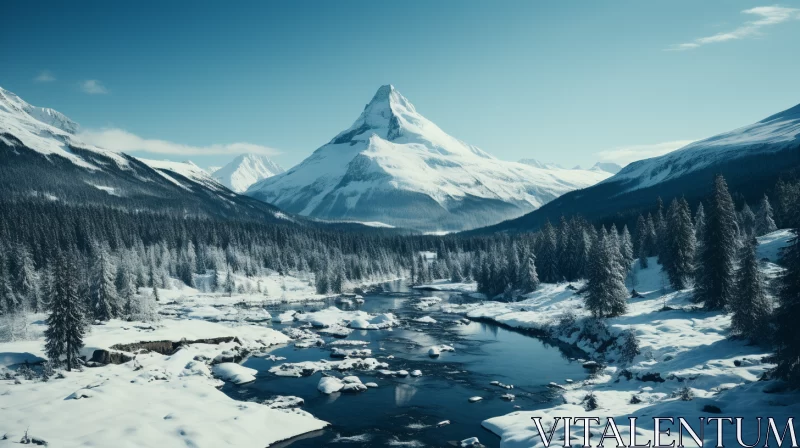 Winter Landscape Matte Painting: City Merging with Nature AI Image