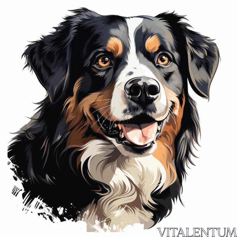 Fusion Portrait of Bernese Mountain Dog in Chinese and European Ink Techniques AI Image