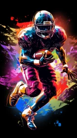 Neo-Abstract American Football Player in Action