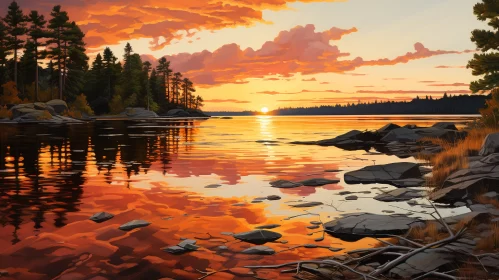 Tranquil Nature Scene in Contemporary Canadian Art Style AI Image