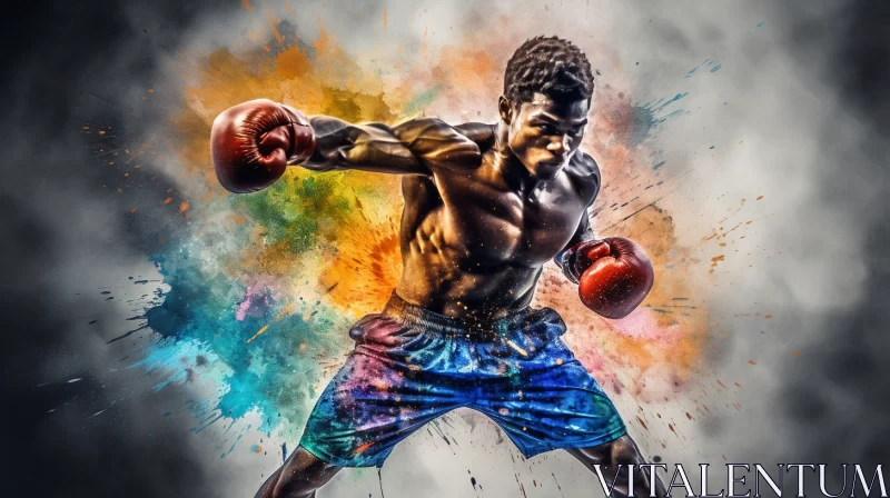 Dynamic Boxing Painting Blending Reality and Imagination AI Image