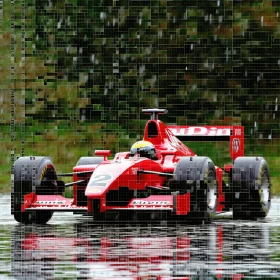 Impressionistic Rainy Race Car Scene on Asphalt Track  - AI Generated Images AI Image