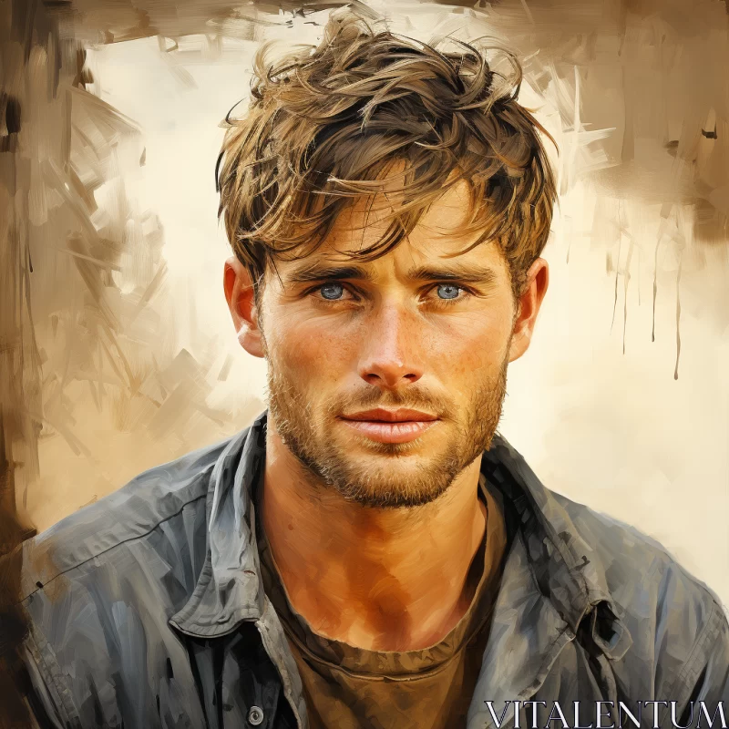 Artistic Painting of a Handsome Man with a Brown Complexion and Charming Character in Highly Detaile AI Image