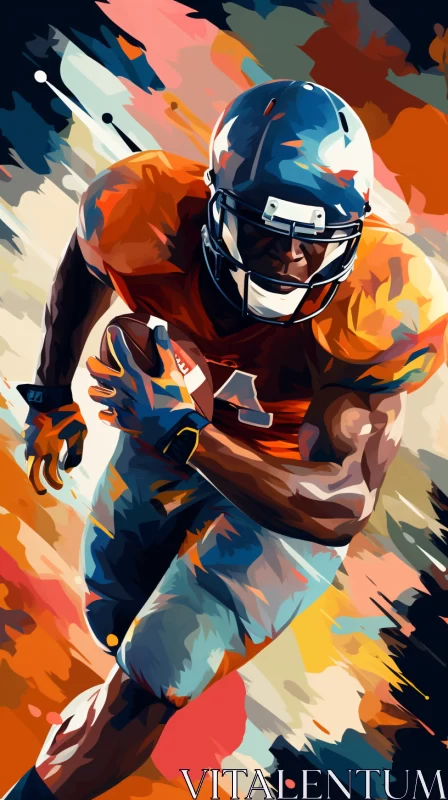 AI ART Expressive Football Player Painting with Intense Running Motion
