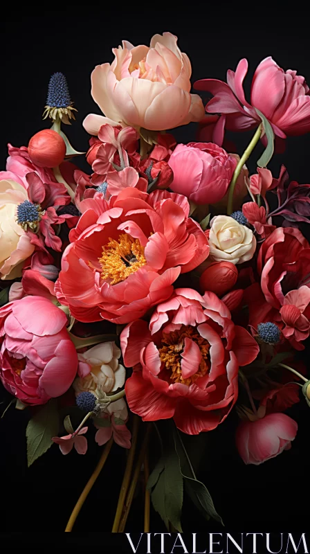 Meticulously Crafted Pink and Red Bouquet in Bloomcore Style AI Image