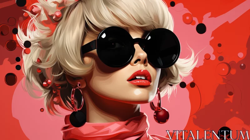 Digital Art: Woman in Sunglasses and Red - A Candycore Studio Portrait AI Image