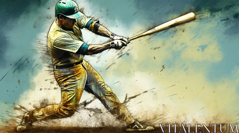 AI ART Immersive Baseball Player Painting in Abstract Background